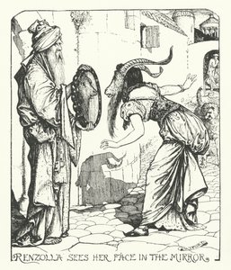 Renzolla ser sitt ansikte i spegeln (gravyr) av Henry Justice Ford