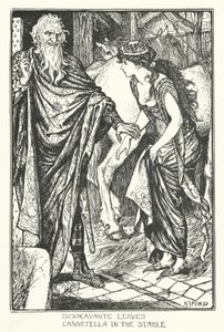 Scioravante lämnar Cannetella i stallet (gravyr) av Henry Justice Ford