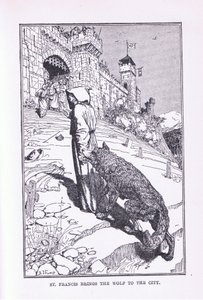 St Francis tar med sig vargen till staden, 1912 av Henry Justice Ford