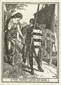 Damseln varnar Sir Balin av Henry Justice Ford