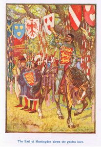Jarlen av Huntingdon blåser i guldhornet av Henry Justice Ford