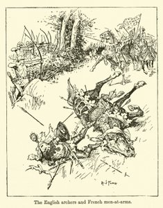 De engelska bågskyttarna och franska krigsmän av Henry Justice Ford