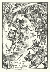 Kungen ser prinsessan Mutinosa på jakt (gravyr) av Henry Justice Ford