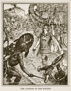 Romarnas landstigning, illustration från "A History of England" av C.R.L. Fletcher och Rudyard Kipling, 1911. av Henry Justice Ford