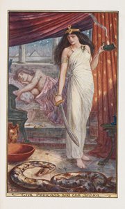The Princess and the Snake, illustration från The Brown Fairy Book av Andrew Laing, 1904 av Henry Justice Ford