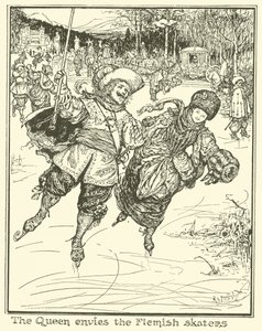 Drottningen avundas de flamländska skridskoåkarna av Henry Justice Ford