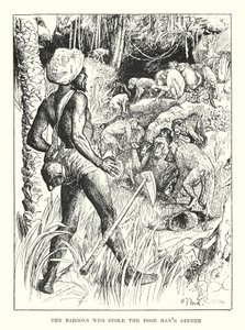 Babianerna som stal den fattige mannens middag (gravyr) av Henry Justice Ford