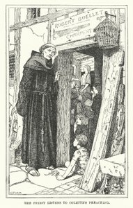 Prästen lyssnar på Colettes predikan (litho) av Henry Justice Ford