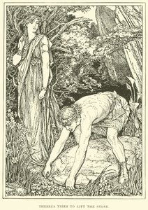 Theseus försöker lyfta stenen av Henry Justice Ford