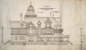 Hus för herr S.W. Allerton, Genèvesjön, Wisconsin: West Elevation av Henry Lord Gay