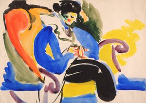 Kalligrafisk #2 kvinna på stol, 1914-1918.