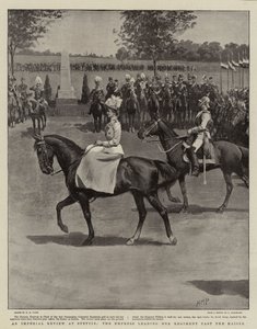 En kejserlig överläggning i Stettin, där kejsarinnan leder sitt regemente förbi kejsaren. av Henry Marriott Paget