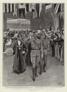 Lord Kitchener på väg till sin vagn i Southampton
