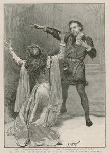 Mr and Mrs Beerbohm Tree i Hamlet på Haymarket Theatre (gravyr) av Henry Marriott Paget