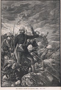 Sir George Colley vid Majuba Hill, illustration från Cassells 
