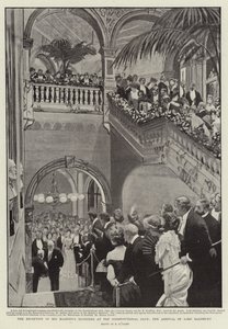 Mottagandet av Hans Majestäts ministrar på Constitutional Club, Lord Salisburys ankomst av Henry Marriott Paget