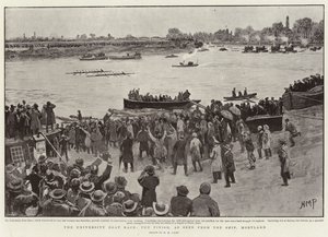 University Boat Race, Finish, sett från fartyget, Mortlake