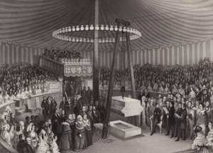 Ceremoni för att lägga den första stenen till New Royal Exchange av Albert, Prince Consort, City of London av Henry Melville