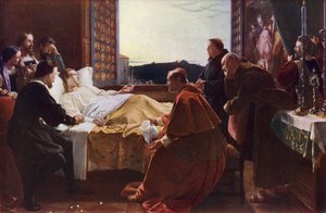 De sista ögonblicken av Raphael (färg litho)