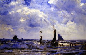Hämta in båtarna (olja på duk) av Henry Moore