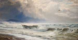 Ruggigt väder vid kusten, Cumberland, 1874. av Henry Moore
