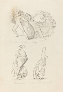 Draperi, tre figurer, en Bacchante och två från naturen av Henry Noel Humphreys after John Flaxman