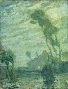 Landskap (olja på kartong; pastell/kritskiss på baksidan)