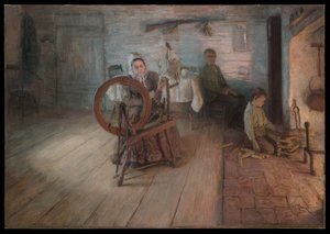 ”Spinning By Firelight” – George Washington Grays barndom