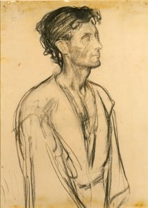 Studie för lärjunge som knäböjer vid graven av Henry Ossawa Tanner