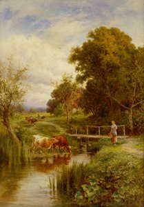 Across the Stream, Midgham, Berkshire (olja på duk)