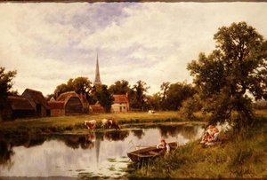 Landskap med bondgård och boskap