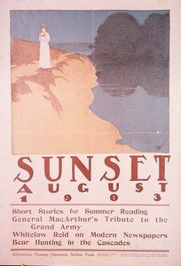 Omslagsillustration för tidningen Sunset, augusti 1903 (lito i färg) av Henry Patrick Raleigh