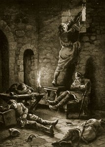 Ralph Flambards flykt från Towern, illustration från "Hutchinson