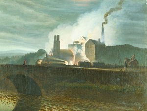Månbelyst landskap, möjligen från Nantyglo Ironworks, Monmouthshire