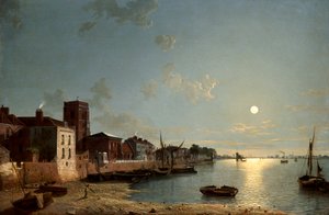 "Cheyne Walk in Chelsea, by Moonlight", c1850