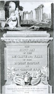 Titelsida för "The History of the Decline and Fall of the Roman Empire", av Edward Gibbon, Vol 1, 1808