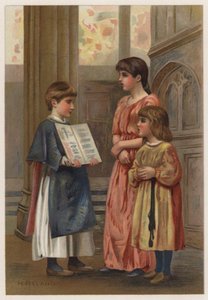 Evensong (färg litho) av Henry Ryland