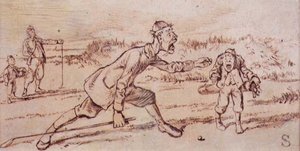 Shouting at the Caddie, illustration från "Graphic" magazine, pub. c.1870 (lito)