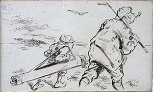 The Bumbling Golfer, illustration från "Graphics" tidning, pub. c.1870 (lito)
