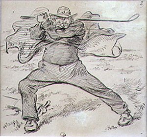 Den kaotiska golfaren, illustration från "grafisk" tidskrift, pub. c.1870 (lito)