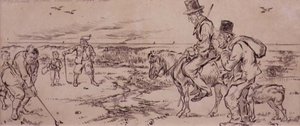The Difficult Putt, illustration från "Graphic" tidningen, pub. c. 1870 (lito) av Henry Sandercock