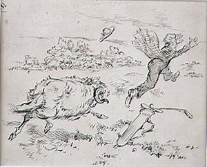 The Disturbed Golfer, illustration från "Graphic" tidning, pub. c.1870 (lito) av Henry Sandercock