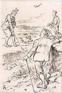 Den vinnande golfaren, illustration från tidningen Graphic, utgiven omkring 1870 (litografi). av Henry Sandercock