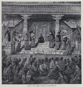 Lamor och deras musikinstrument (litho)