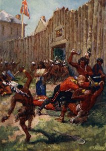 Ojibwe-indianer överraskade britterna vid Fort Michilimackinac, 1763