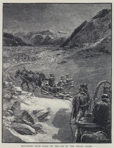 Återvänder från Kara på Shilkaflodens is (litho)