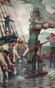 Alla händer till pumparna (färg litho) av Henry Scott Tuke