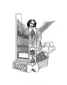 Ängel och orgel, tidigt 1500-tal, 1843. av Henry Shaw