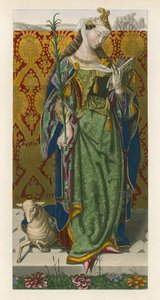 Saint Agnes, c 1520, från en bild av Lucas van Leyden av Henry Shaw