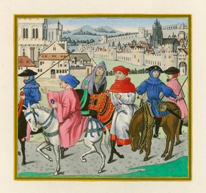 Pilgrimsfärden i Canterbury, sent 1400-tal av Henry Shaw